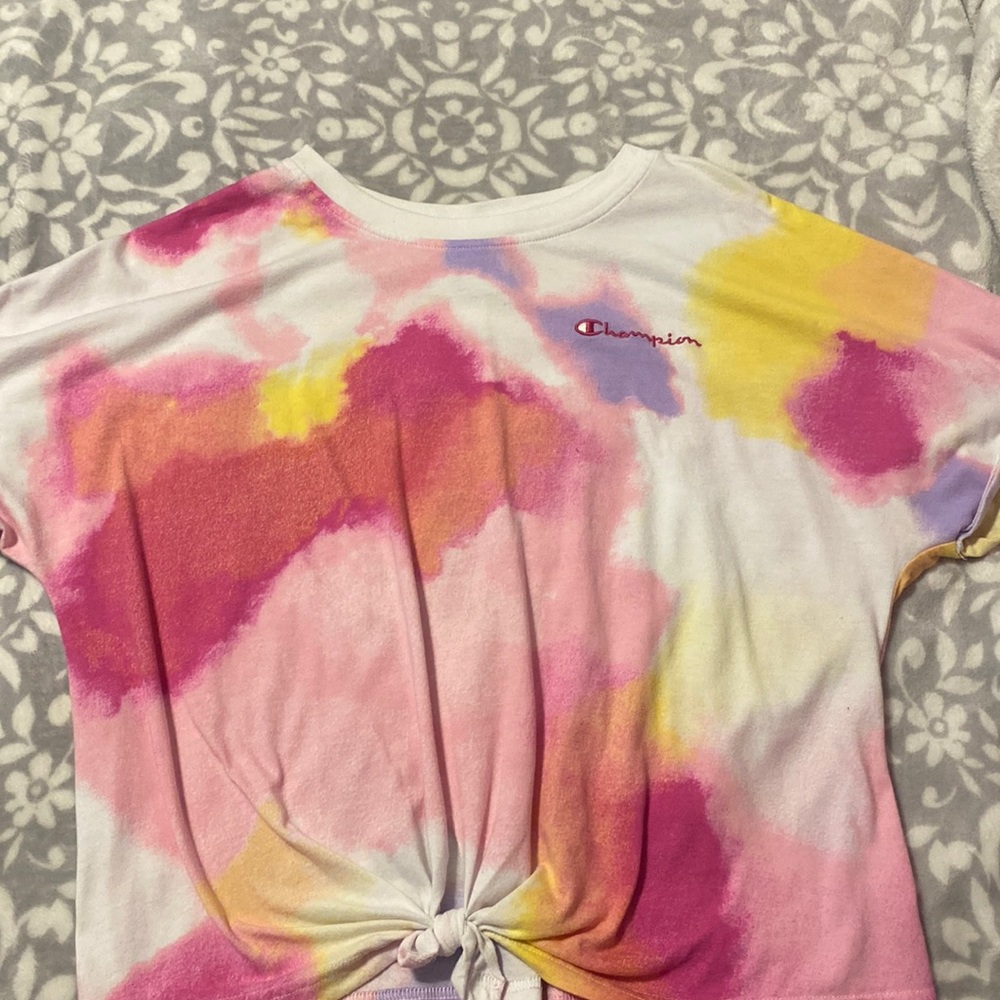 Champion crop top, size L, tie dye
